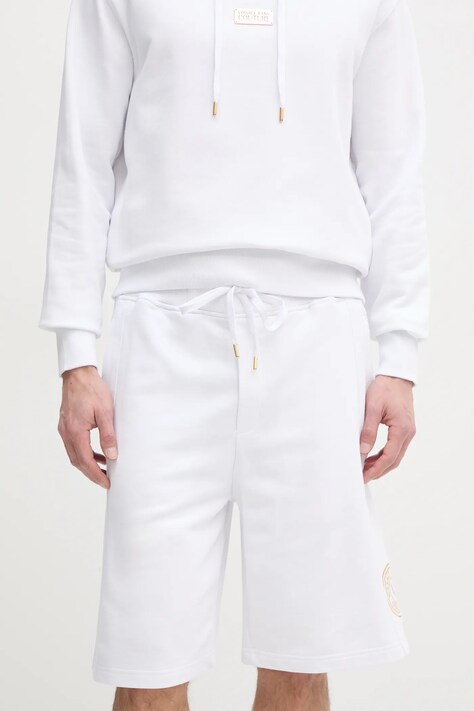 Bavlněné šortky Versace Jeans Couture pánské, bílá barva, 78GADT00 CF01T
