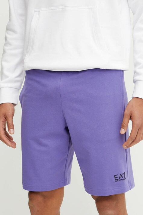 Bavlněné šortky EA7 Emporio Armani pánské, fialová barva, PJVRZ.8NPS65