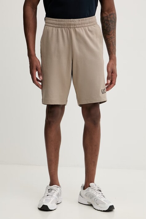 EA7 Emporio Armani szorty dresowe męskie bawełniane beżowe regular waist PJVRZ.8NPS65
