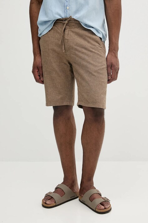 Lindbergh pantaloni scurți din in culoarea bej, melanj, 30-508003