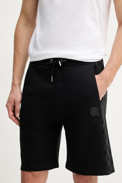 Karl Lagerfeld pantaloni scurți din bumbac bărbați, culoarea negru, 552951.705071