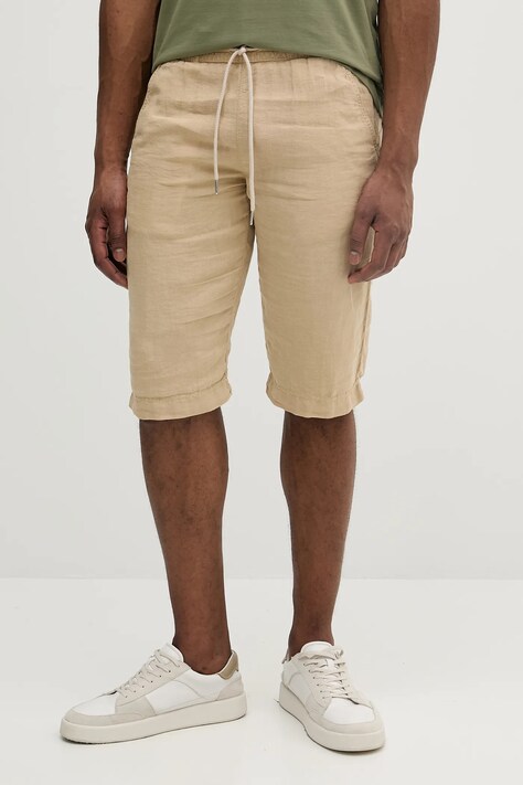 Karl Lagerfeld pantaloni scurți  din in culoarea bej, 552815.265816