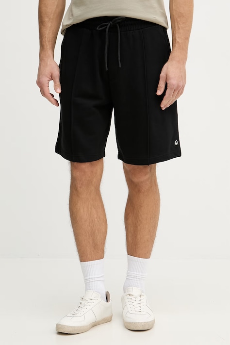 United Colors of Benetton szorty dresowe męskie bawełniane czarne regular waist