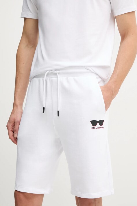 Karl Lagerfeld pantaloni scurti din bumbac barbati, culoarea alb, 552917.705400