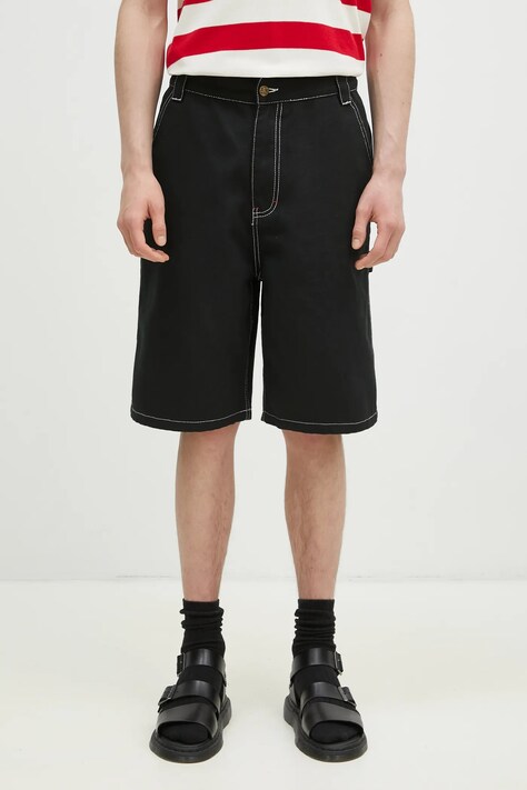Džínové šortky ICECREAM Canvas Carpenter Shorts pánské, černá barva, ICW002