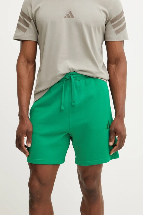 adidas pantaloni scurți din bumbac ALL SZN bărbați, culoarea verde, JI6417