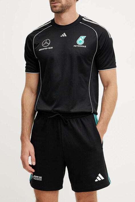 Bavlnené šortky adidas x Mercedes pánske, čierna farba, JV5429