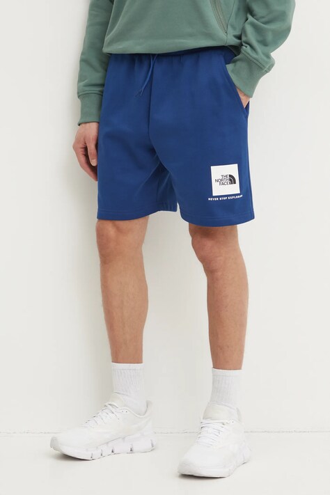 The North Face pantaloni scurti Nuptse Regular barbati, culoarea albastru marin, NF0A8C1JH4B1