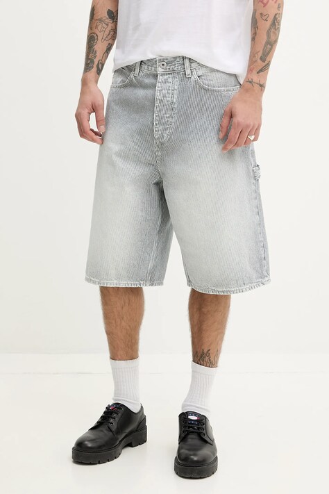 Hugo Blue pantaloni scurți jeans bărbați, culoarea alb, 50534609