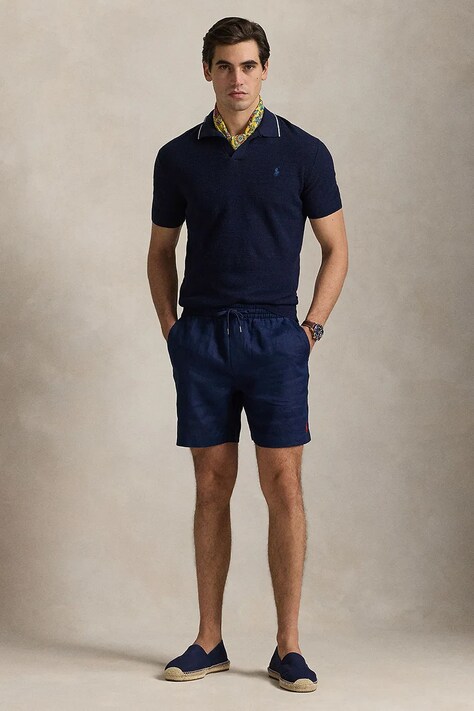 Polo Ralph Lauren pantaloni scurți din in culoarea bleumarin, 710958586