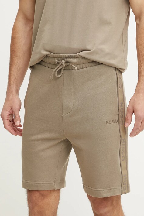 HUGO pantaloni scurți din bumbac bărbați, culoarea verde, 50540936