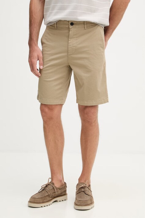 BOSS Orange chino šortky pánské bavlněné s elastanem béžové regular waist