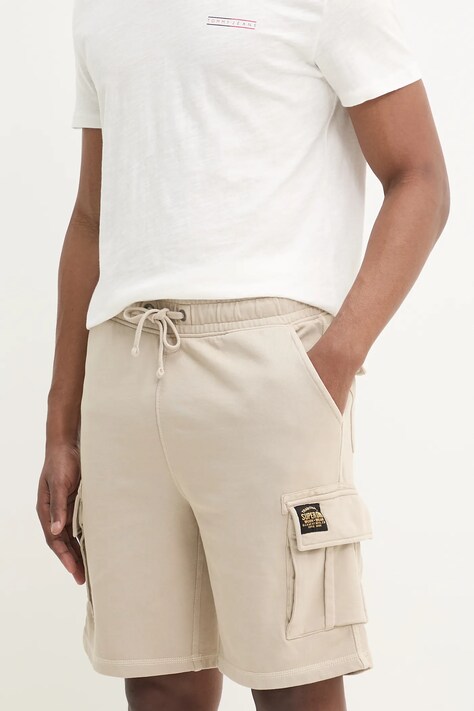 Superdry szorty bawełniane męskie kolor beżowy M7110480A-E4R