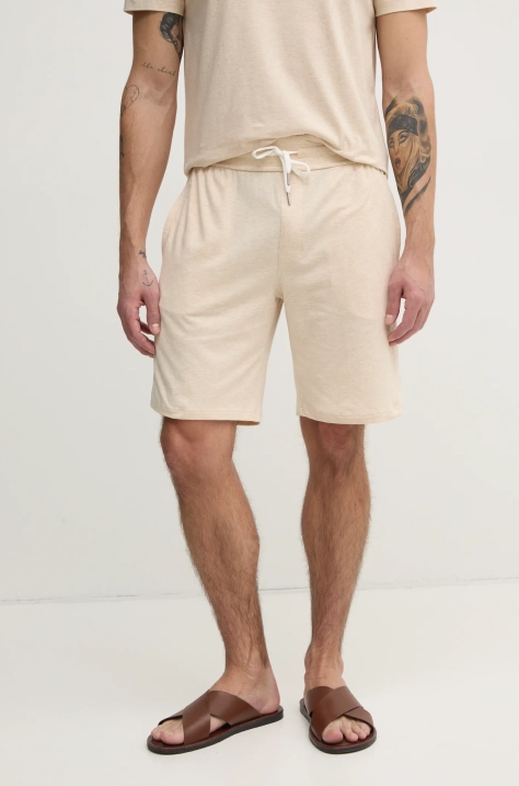 Kraťasy Tommy Hilfiger pánské, béžová barva, UM0UM03364