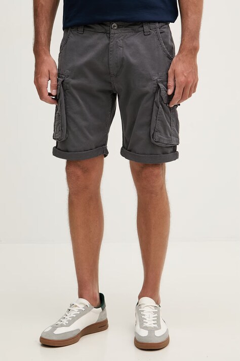 Alpha Industries szorty cargo męskie bawełniane z elastanem Crew Short szare regular waist 176203