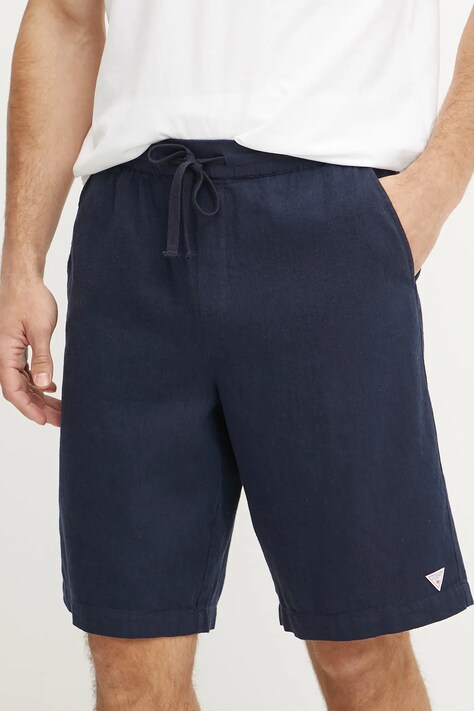 Guess pantaloni scurți din in bărbați, culoarea bleumarin, F5GD00 WH4J0