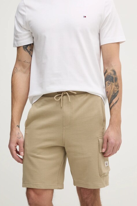 Хлопковые шорты Calvin Klein Jeans цвет зелёный J30J327284