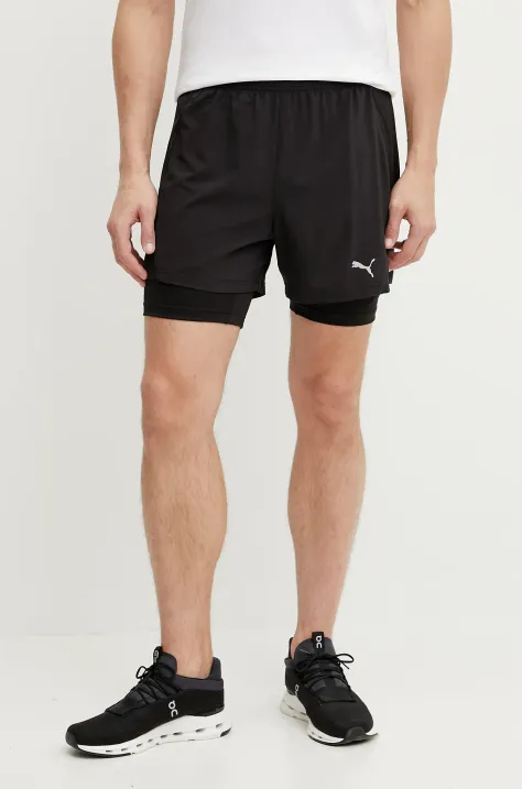 Puma pantaloni scurți de alergare Velocity culoarea negru, 526611