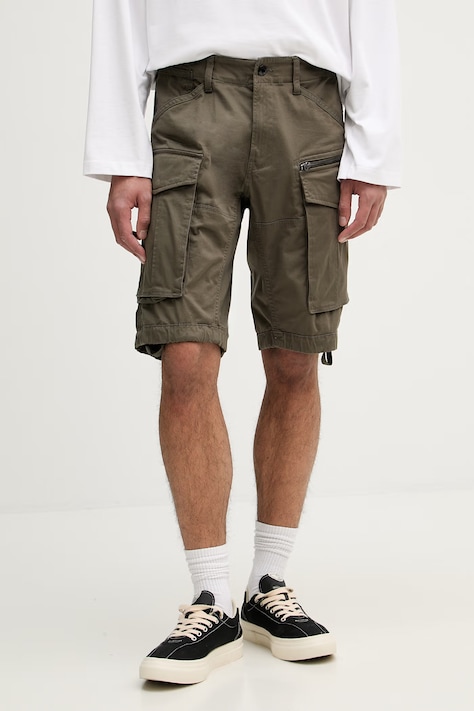 G-Star šortky cargo pánske bavlnené s elastanom Rovic zip regular zelené D26214-5126