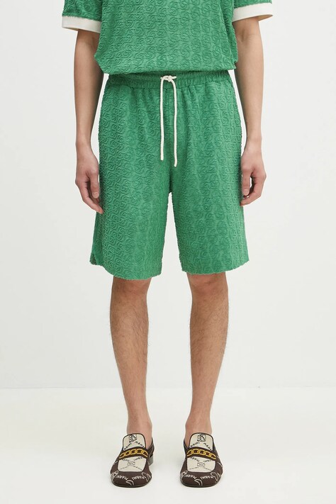 Pamučne kratke hlače Drôle de Monsieur Le Short Monogramme za muškarce, boja: zelena, G-BS158-CO201-EM