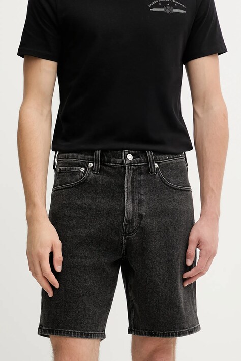 Hollister Co. pantaloni scurți jeans culoarea negru, KI328-5115