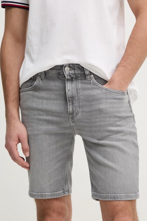 Tommy Hilfiger pantaloni scurti jeans barbati, culoarea gri, MW0MW39222