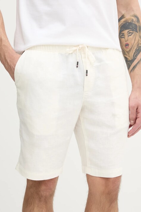 Tommy Hilfiger pantaloni scurti din in barbati, culoarea bej, MW0MW37804