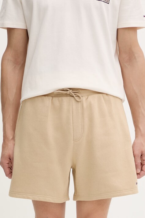 Tommy Jeans szorty dresowe męskie z bawełną beżowe regular waist DM0DM21931
