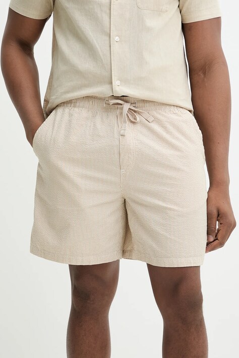 Tommy Jeans pantaloni scurți din bumbac bărbați, culoarea bej, DM0DM21946