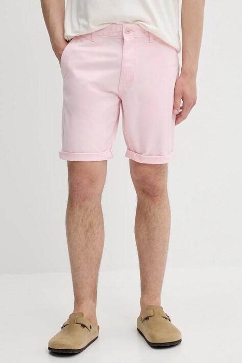 Kraťasy Tommy Jeans pánské, růžová barva, DM0DM21950