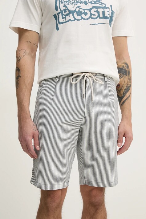 Joop! pantaloni scurți din amestec de in bărbați, culoarea alb, 30046558