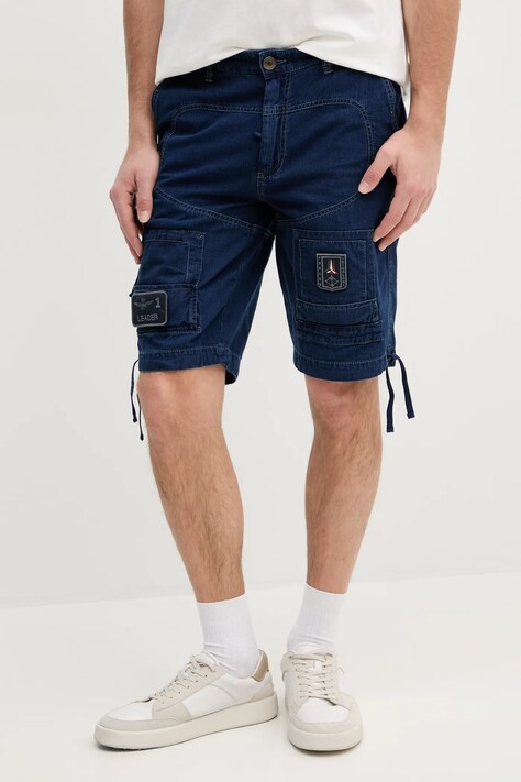 Bavlněné šortky Aeronautica Militare pánské, tmavomodrá barva, BE252CT3507