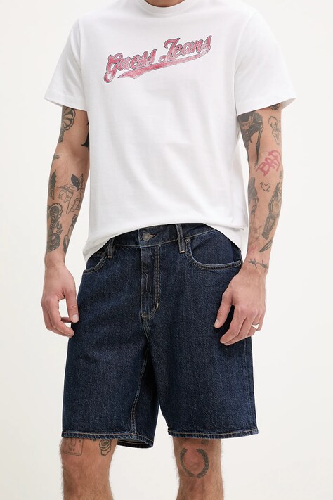 Jeans kratke hlače Guess Jeans moške, mornarsko modra barva, M4YD37 D5M55