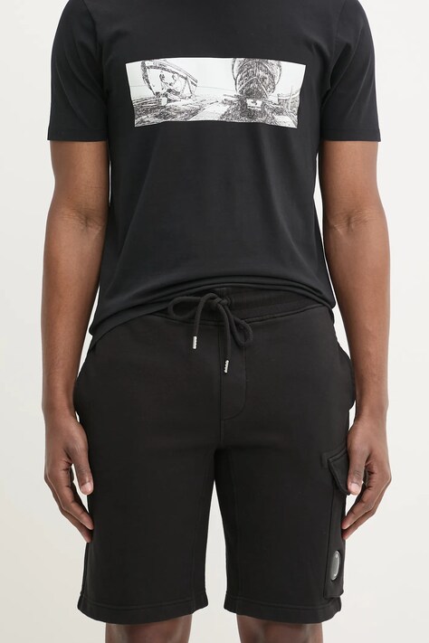 C.P. Company pantaloni scurti din bumbac barbati, culoarea negru, 18CMSB101A110044G