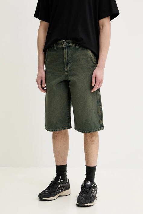 Džínové šortky Dickies pánské, zelená barva, DK0A4ZASK571