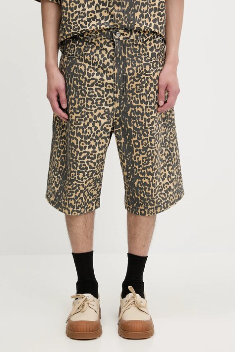 RHUDE szorty Leopard Traxedo Baggy męskie kolor brązowy RHSS25SH05012