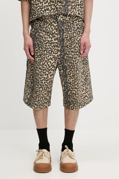 RHUDE shorts Leopard Traxedo Baggy brown color RHSS25SH05012