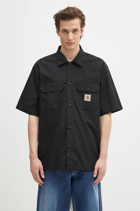 Košulja Carhartt WIP S/S Craft Shirt boja: crna, relaxed, s klasičnim ovratnikom, I035232