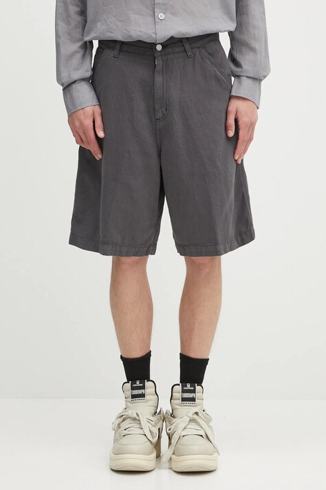 Λινό σορτς Carhartt WIP Cooper Short χρώμα: γκρι, I034805.87GD