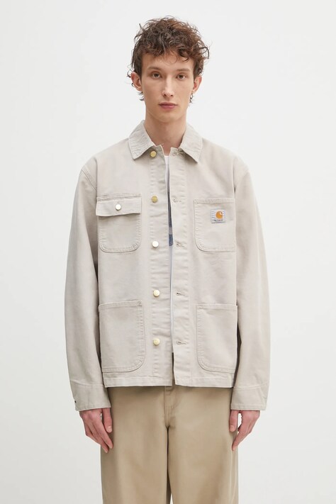 Carhartt WIP geaca jeans Michigan Coat culoarea bej, de tranzitie, oversize, I034787.2RF4O