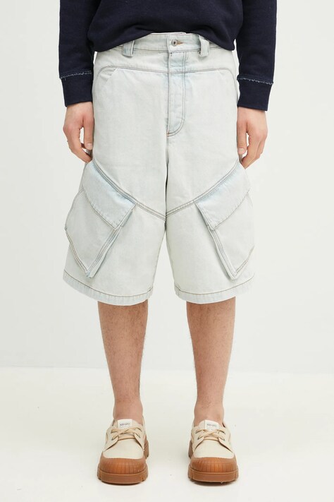 Marcelo Burlon pantaloni scurți jeans Bleach Dnm Wide Cargo Shorts Light Blue bărbați, CMYC003S25DEN0014000