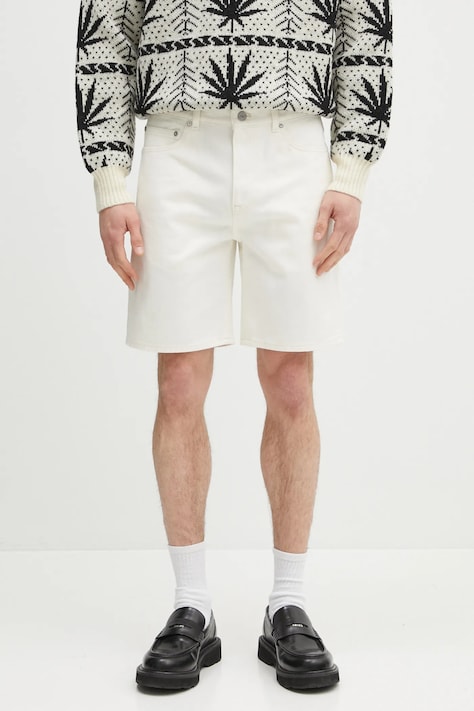 Lacoste pantaloni scurți jeans culoarea bej, FH9932