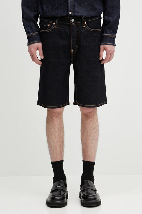 Дънков къс панталон Evisu Graffiti Daicock Printed Denim мъжки в тъмносиньо 2ESHTM5DS1142