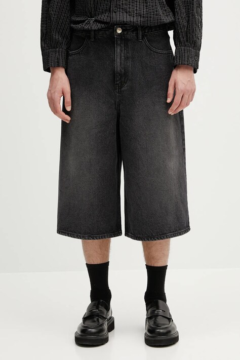 Džínové šortky Ader Error Apparel-Bottom pánské, černá barva, BN42FYJE0201BK