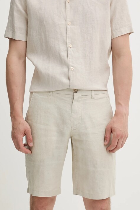 Σορτς από λινό Marc O'Polo ανδρικό, χρώμα: μπεζ, M24003915000