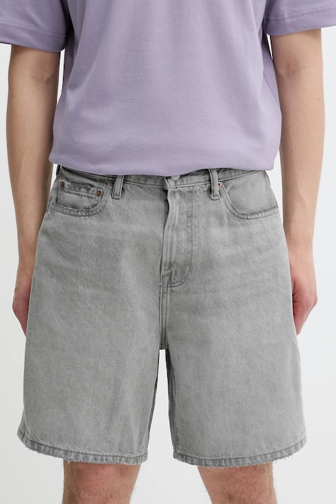 Rifľové krátke nohavice Abercrombie & Fitch šedá farba, KI128-5099