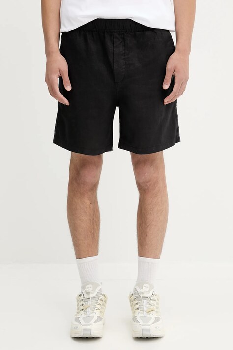 Samsoe Samsoe linen shorts Sajabari black color M24200085
