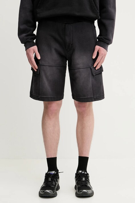 1017 ALYX 9SM cotton shorts Fleece garment dye cargo black color AAMSO0084FA01