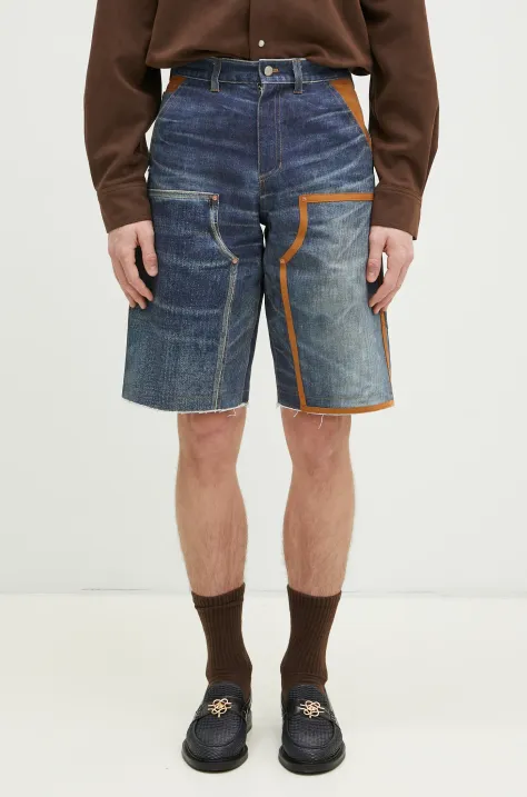 Джинсовые шорты Andersson Bell Denim Trompe L`Oeil Double Knee цвет синий с узором apa786u