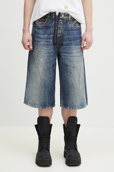 Martine Rose denim shorts Zip Jean blue color smooth 247WD07515